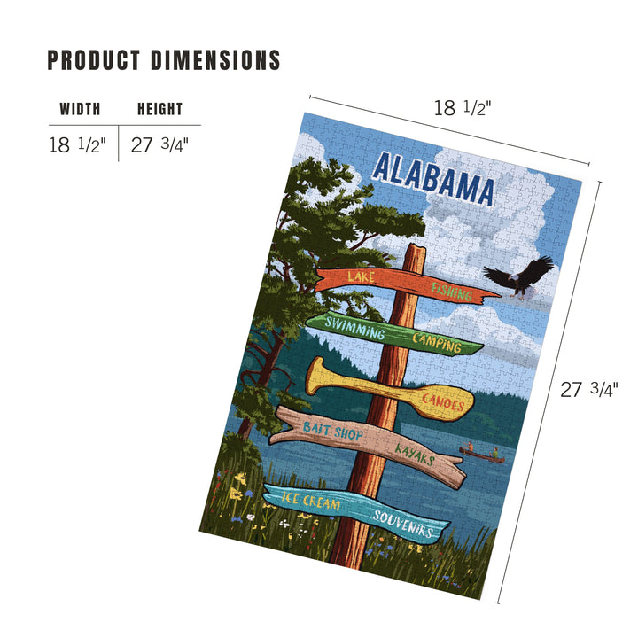 Alabama, Signpost, Lake and Eagle, Jigsaw Puzzle