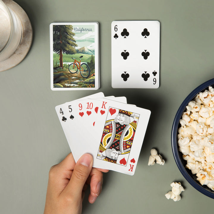 Playing Cards, California, Off To Wonder, Cycling with Mountains, 52 Card Deck with Jokers in Box, Unique Art