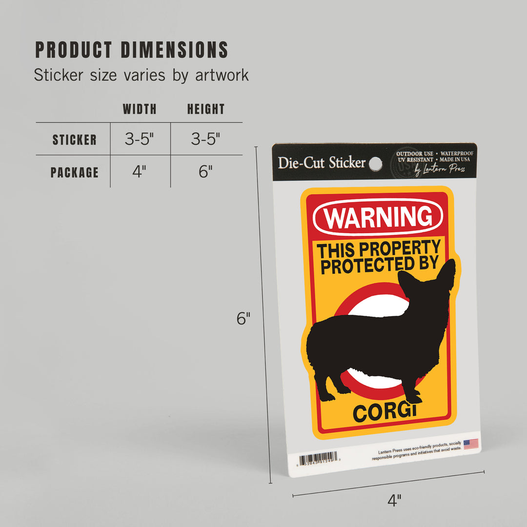 Corgi, Warning, Contour, Vinyl Sticker