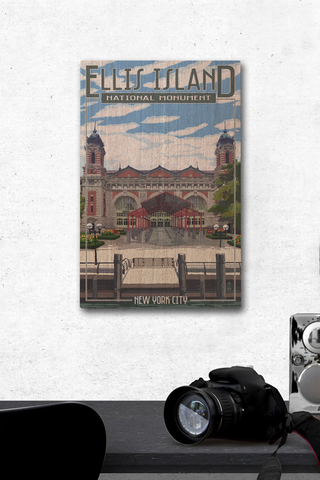 Ellis Island National Monument, New York City, Building Exterior, Lantern Press Artwork, Wood Signs and Postcards