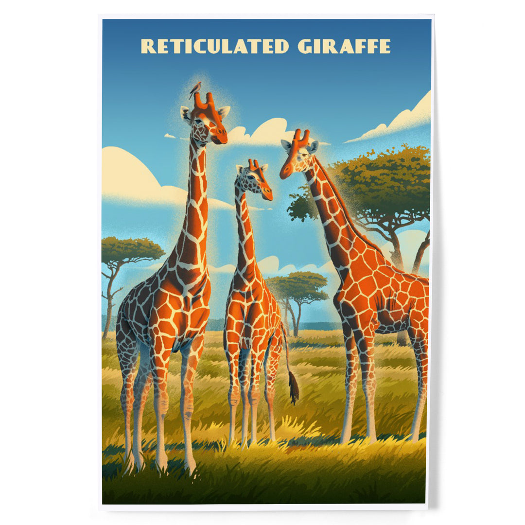 Lithograph Wildlife, Reticulated Giraffe, Art & Giclee Prints