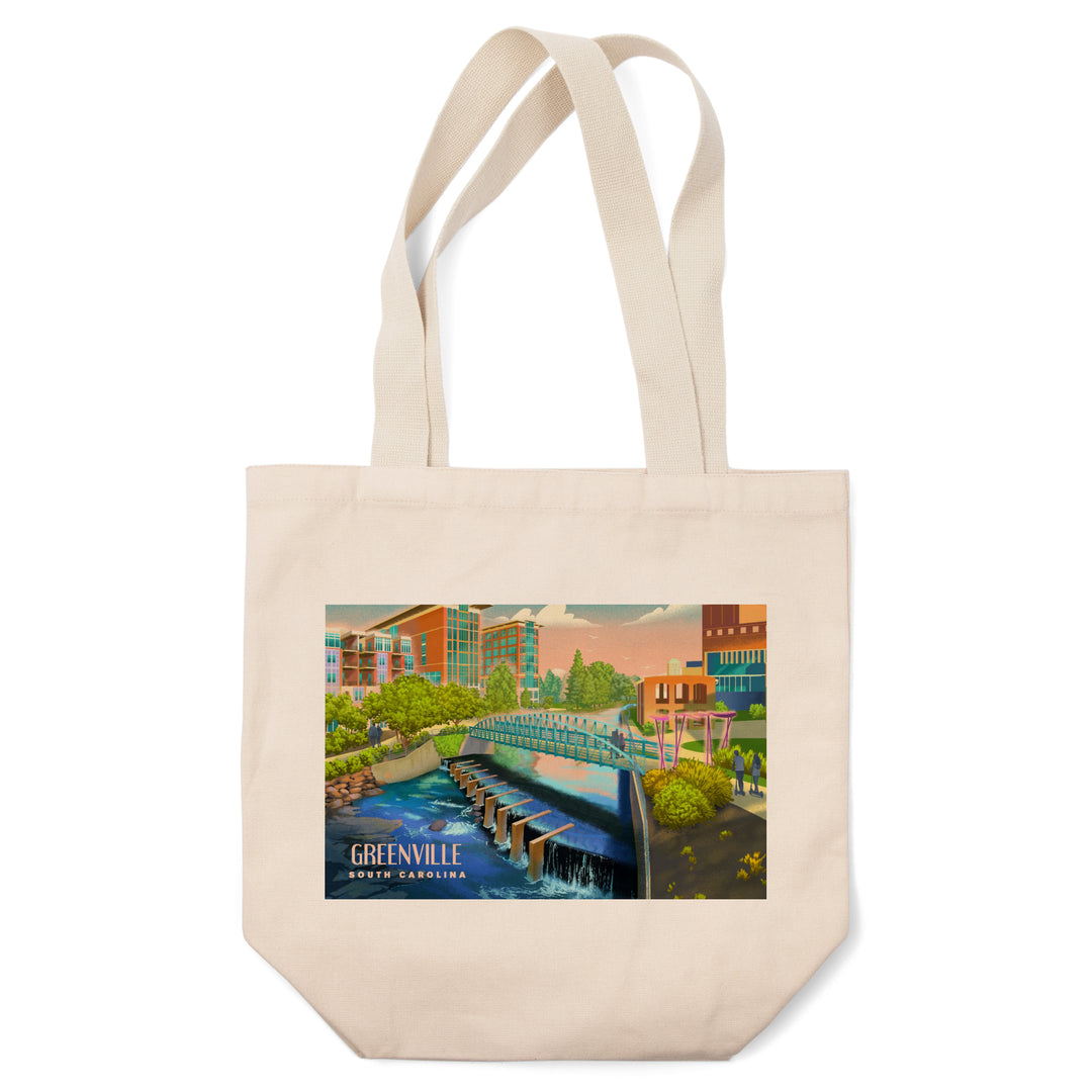 Greenville, South Carolina, Lithograph, Tote Bag