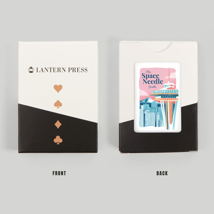 Playing Cards, Seattle, Washington, Space Needle, Epic City Scene, 52 Card Deck with Jokers in Box, Unique Art