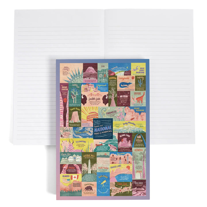 Lined 6x9 Journal, Explore Our National Parks and Monuments, Pastel, Lay Flat, 193 Pages, FSC paper