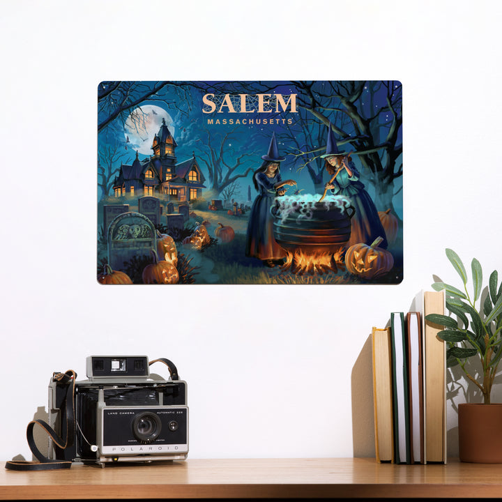 Salem, Massachusetts, Lithograph, Cemetery, 12x18 Metal Sign