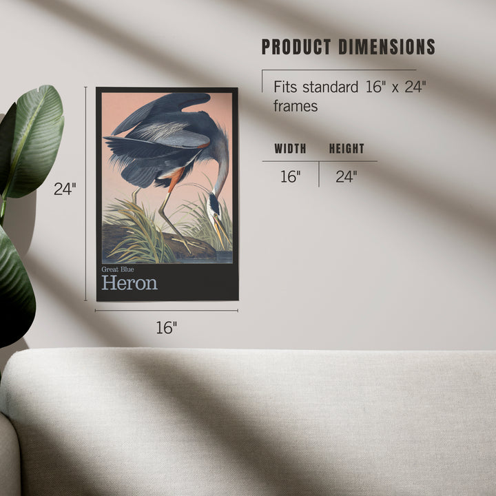 Audubon Birds of North America, Blue Heron, Art & Giclee Prints