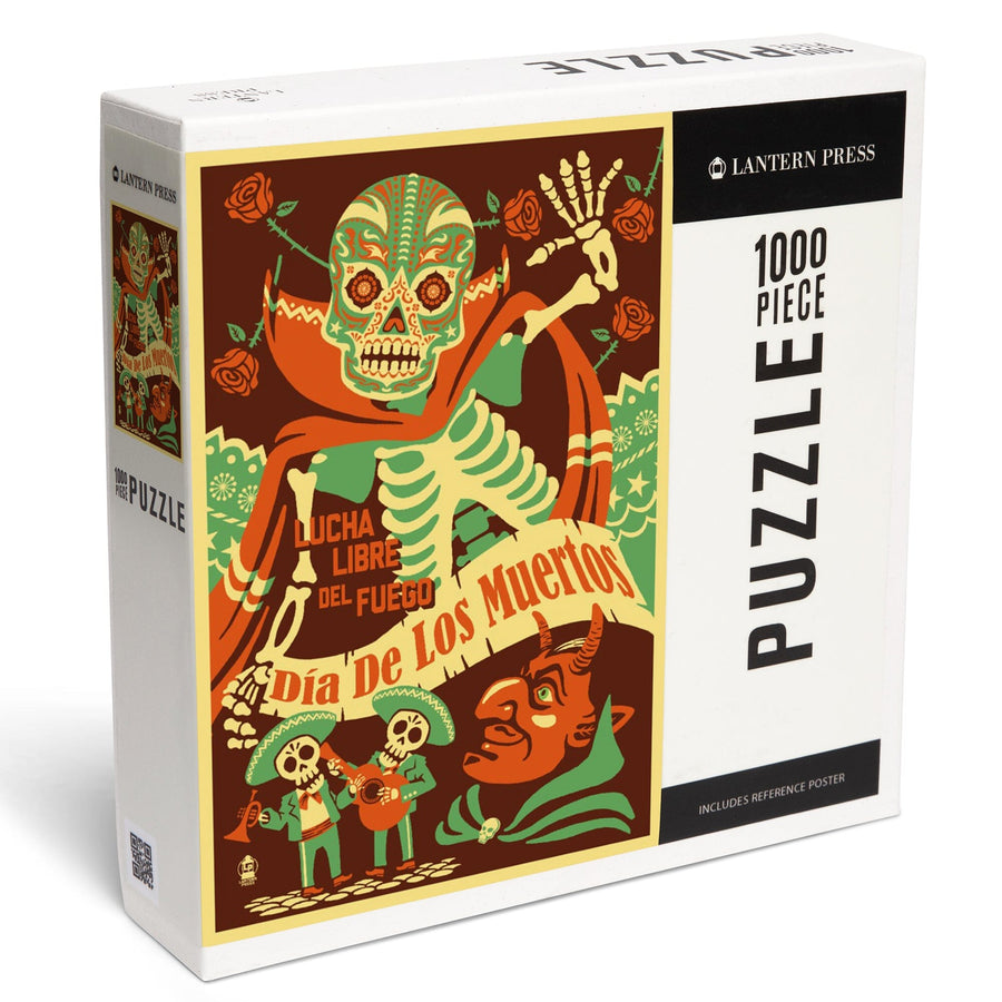 Dia de los Muertos (Day of the Dead), Lucha Libre del Fuego, Jigsaw Puzzle Puzzle Lantern Press 