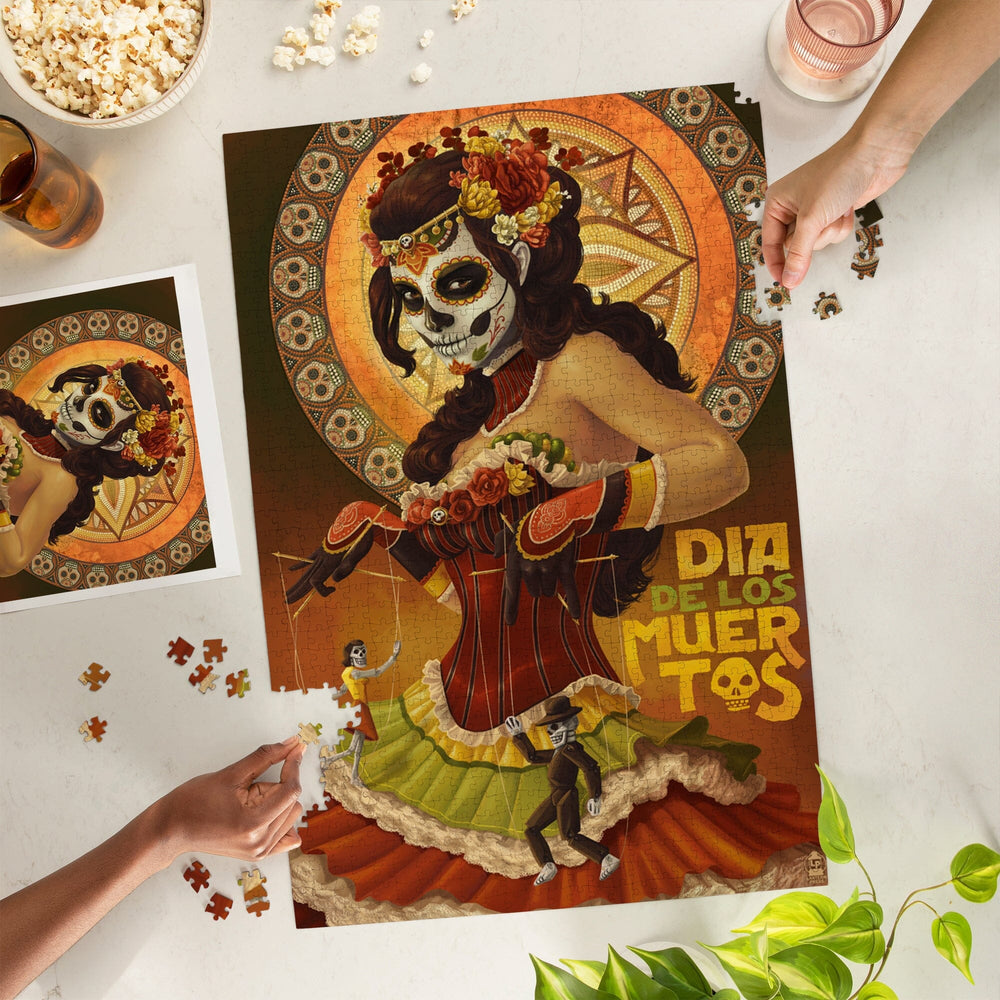 Dia De Los Muertos Marionettes, Day of the Dead, Jigsaw Puzzle Puzzle Lantern Press 