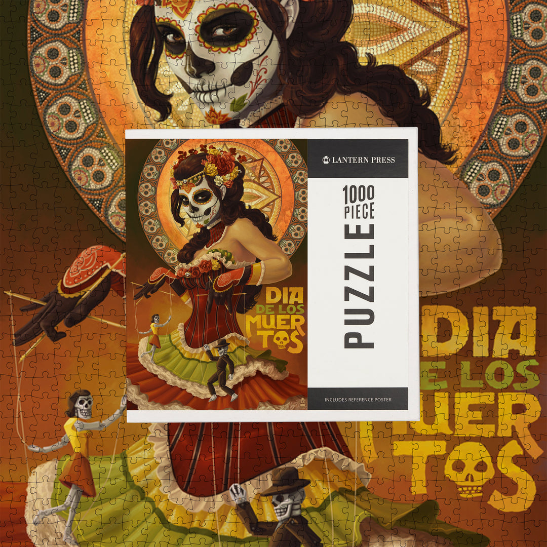 Dia De Los Muertos Marionettes, Day of the Dead, Jigsaw Puzzle Puzzle Lantern Press 