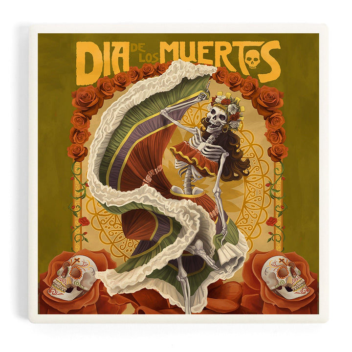 Dia De Los Muertos, Skeleton Dancing, Day of the Dead, Coasters Coasters Lantern Press 