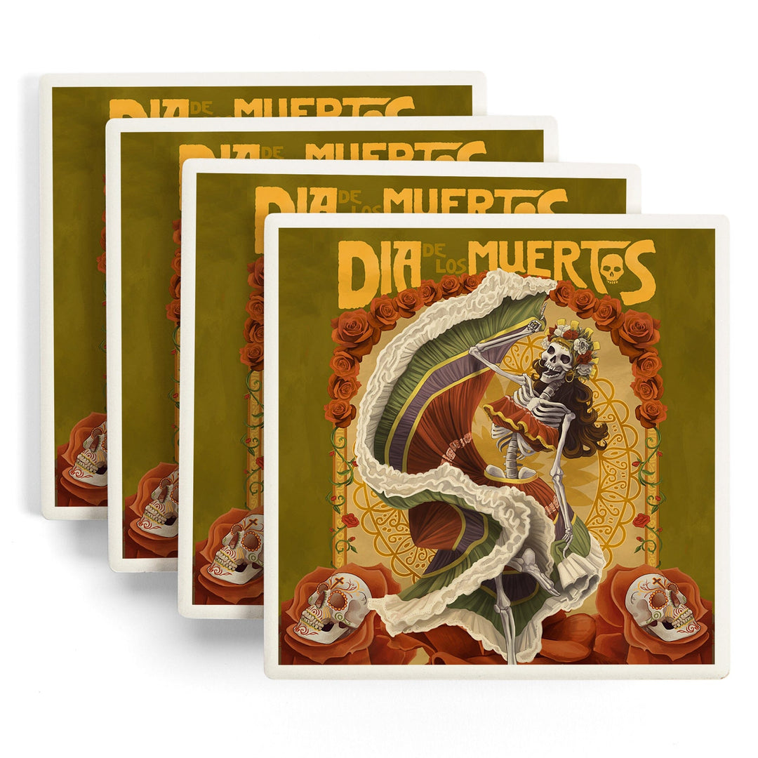 Dia De Los Muertos, Skeleton Dancing, Day of the Dead, Coasters Coasters Lantern Press 