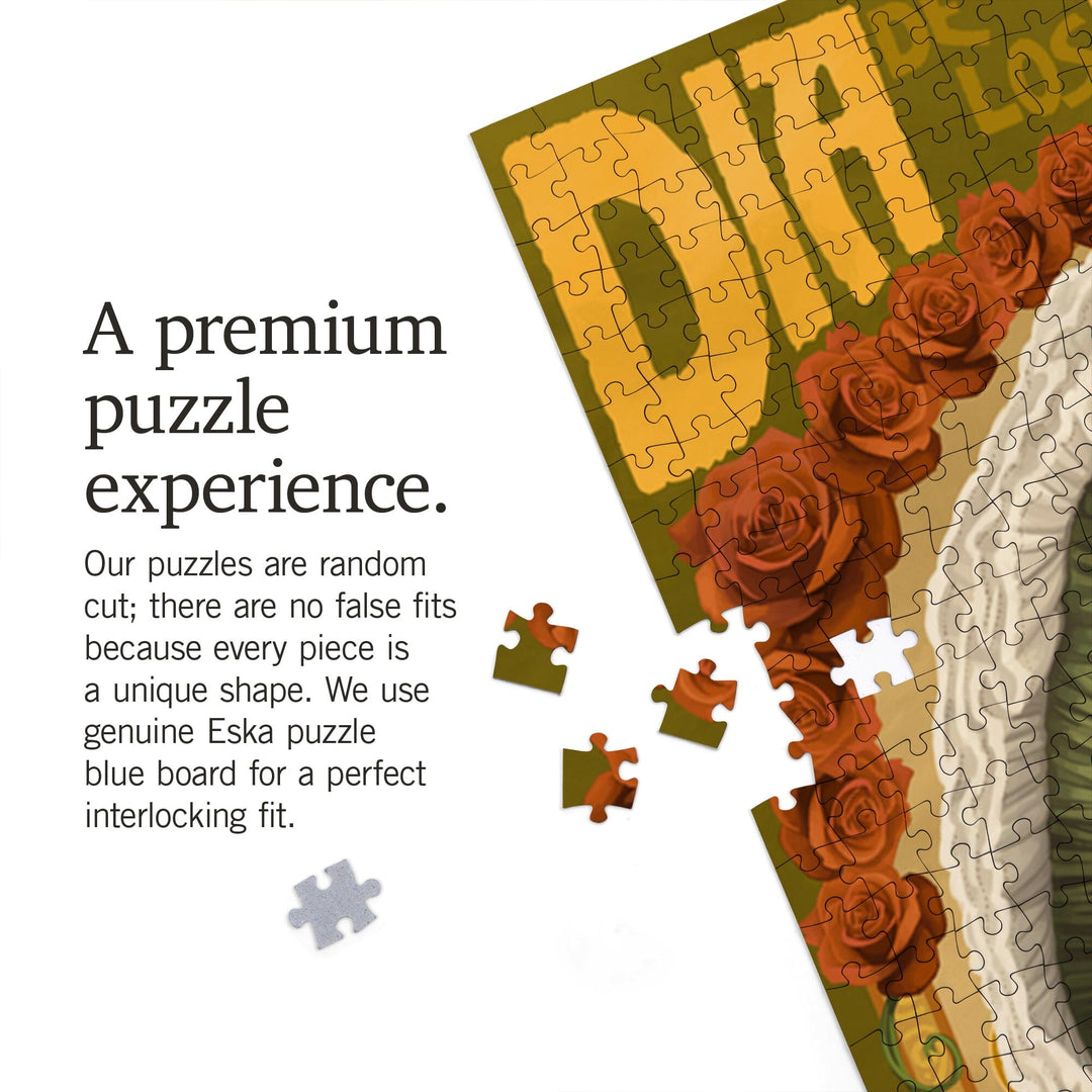 Dia De Los Muertos, Skeleton Dancing, Day of the Dead, Jigsaw Puzzle Puzzle Lantern Press 