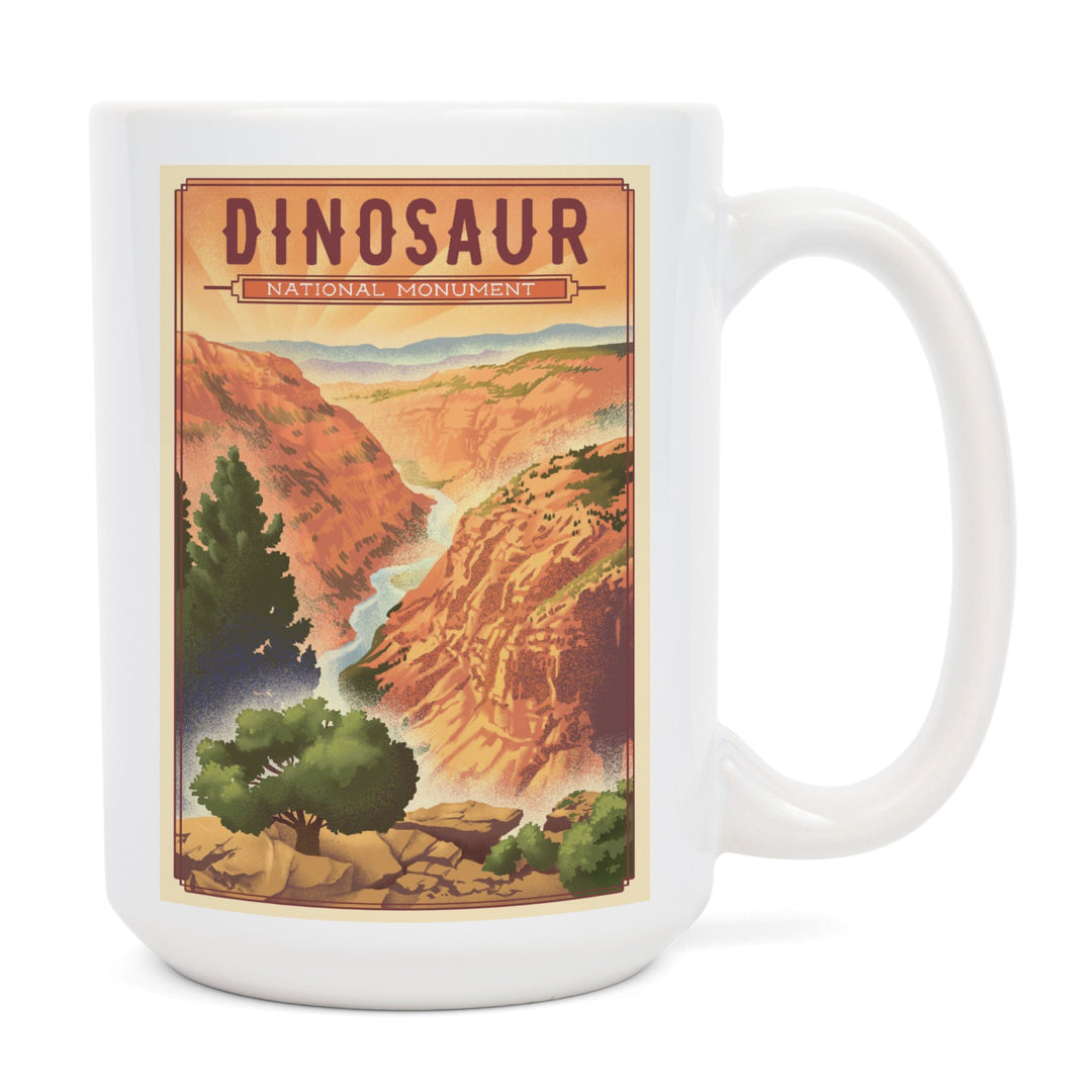 Dinosaur National Monument, Colorado, Lithograph, Lantern Press Artwork, Ceramic Mug Mugs Lantern Press 