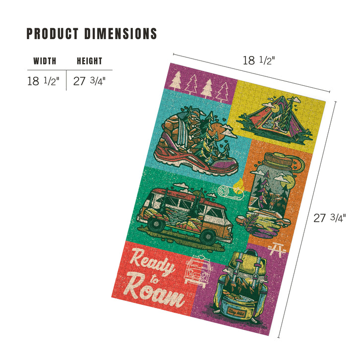 Distressed Vector, Collage, Ready To Roam, Jigsaw Puzzle Puzzle Lantern Press 