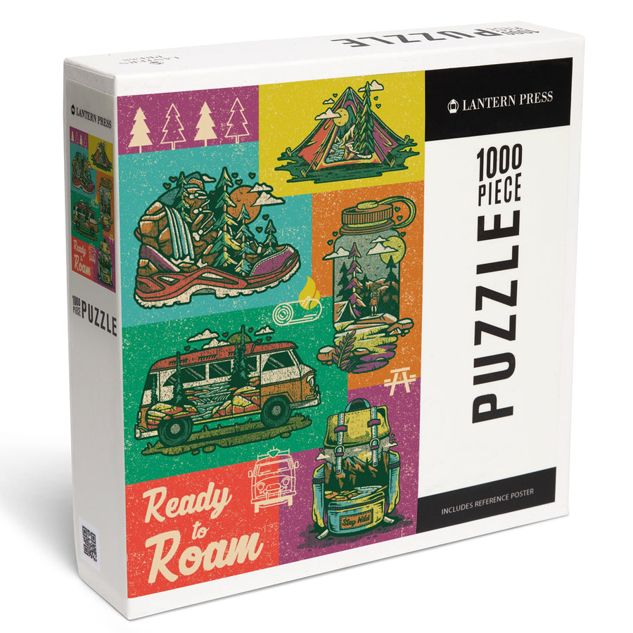 Distressed Vector, Collage, Ready To Roam, Jigsaw Puzzle Puzzle Lantern Press 