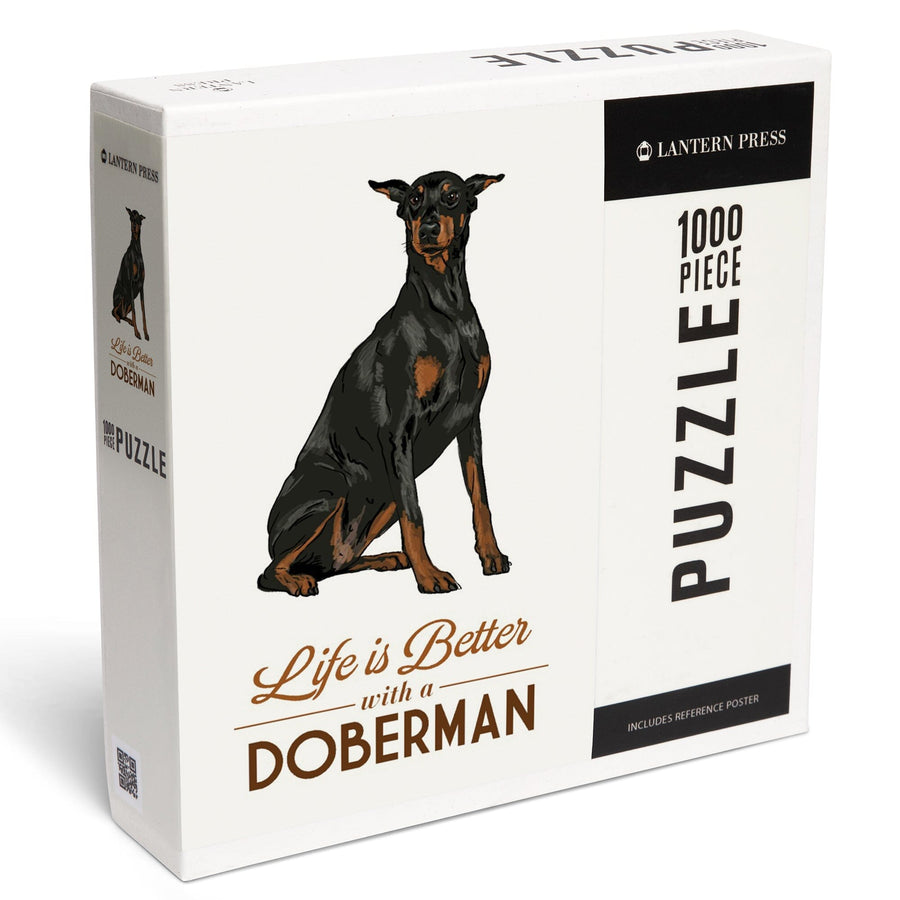 Doberman, Life is Better, White Background, Jigsaw Puzzle Puzzle Lantern Press 