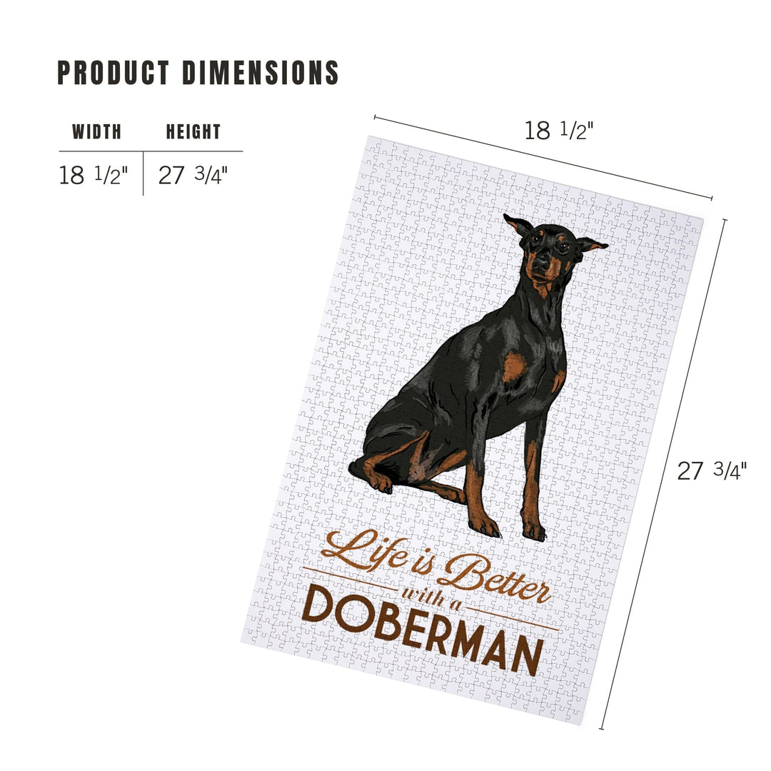 Doberman, Life is Better, White Background, Jigsaw Puzzle Puzzle Lantern Press 