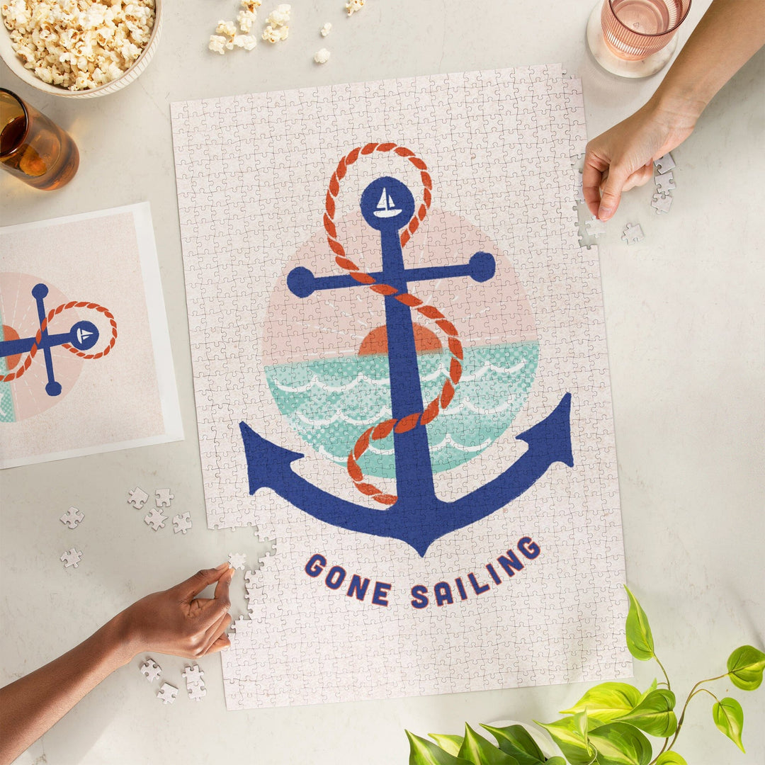 Dockside Collection, Gone Sailing, Anchor, Jigsaw Puzzle - Lantern Press