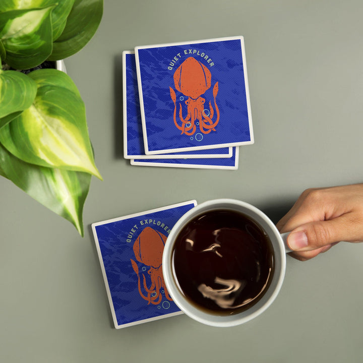 Dockside Collection, Quiet Explorer, Squid, Coasters Coasters Lantern Press 
