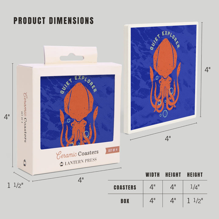 Dockside Collection, Quiet Explorer, Squid, Coasters Coasters Lantern Press 