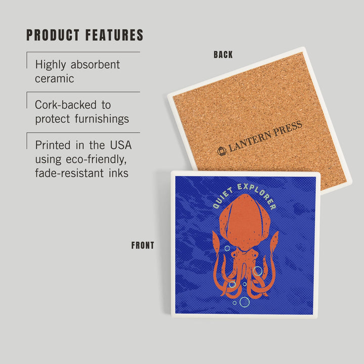 Dockside Collection, Quiet Explorer, Squid, Coasters Coasters Lantern Press 