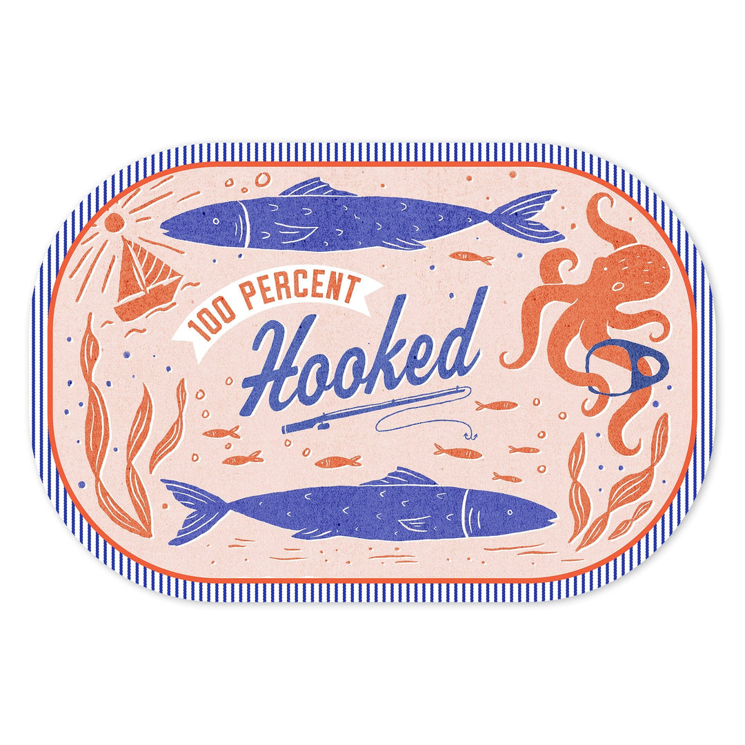 Dockside Series, 100% Hooked, Contour, Vinyl Sticker Sticker Lantern Press 