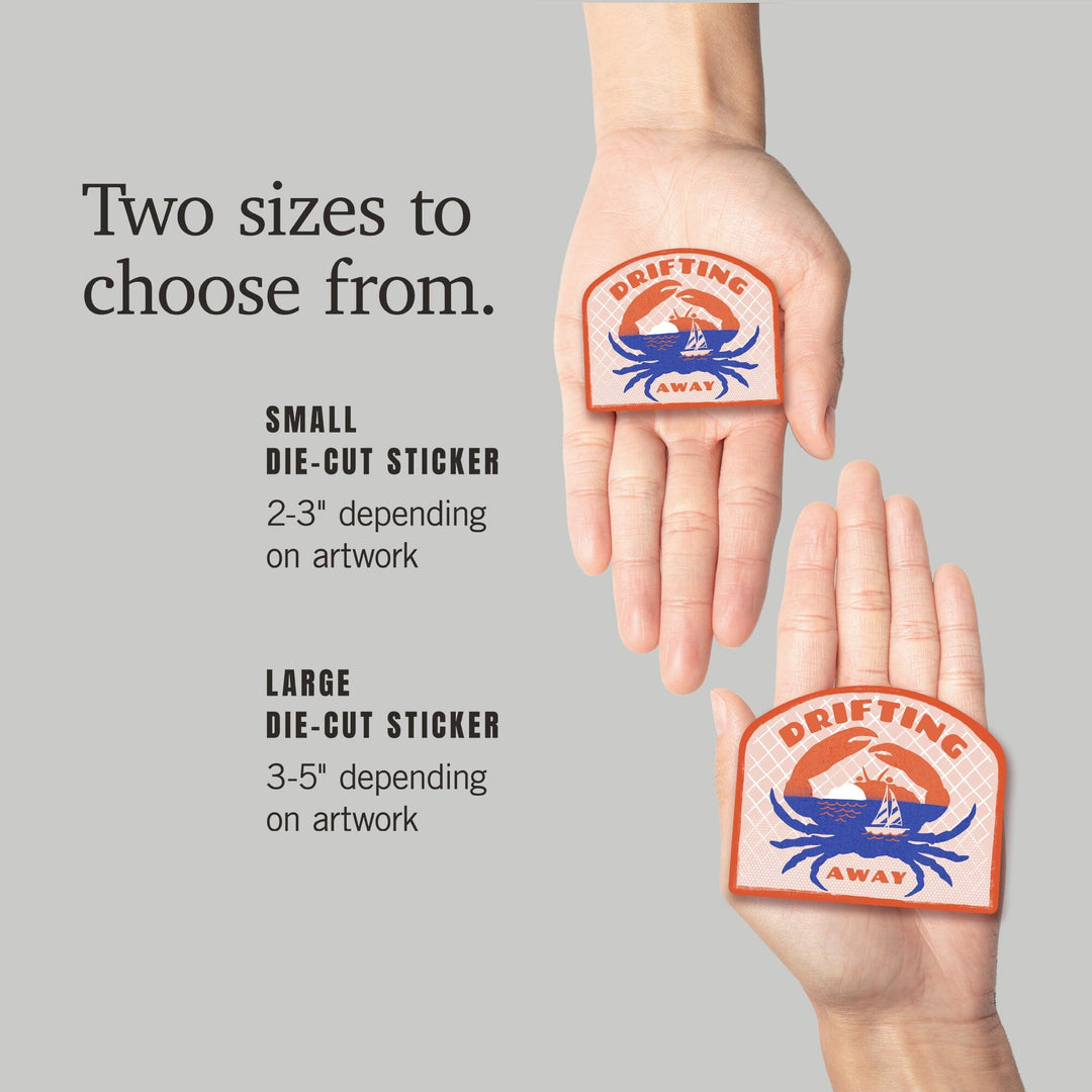 Dockside Series, Crab, Contour, Vinyl Sticker Sticker Lantern Press 