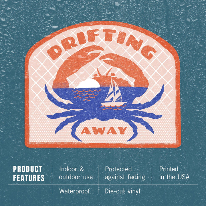 Dockside Series, Crab, Contour, Vinyl Sticker Sticker Lantern Press 