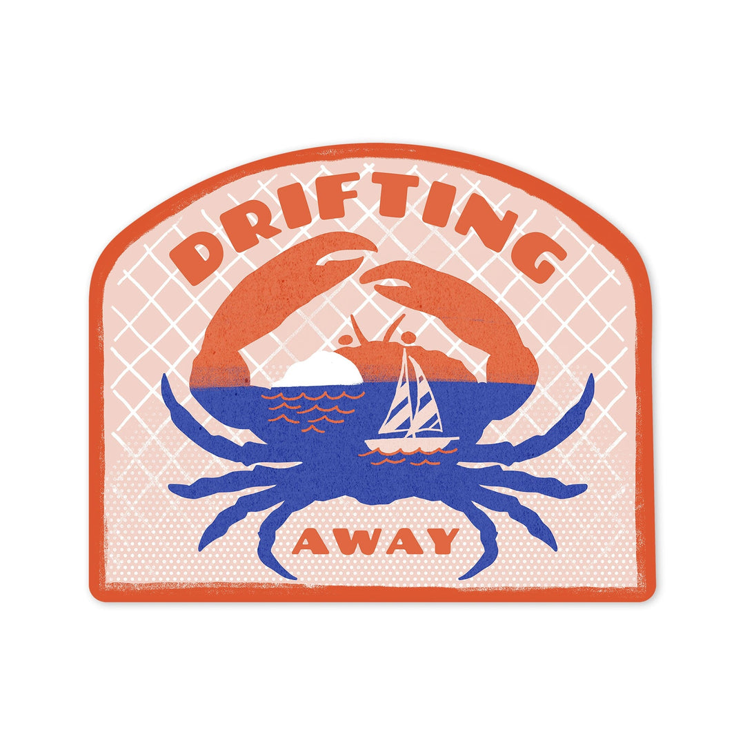Dockside Series, Crab, Contour, Vinyl Sticker Sticker Lantern Press 