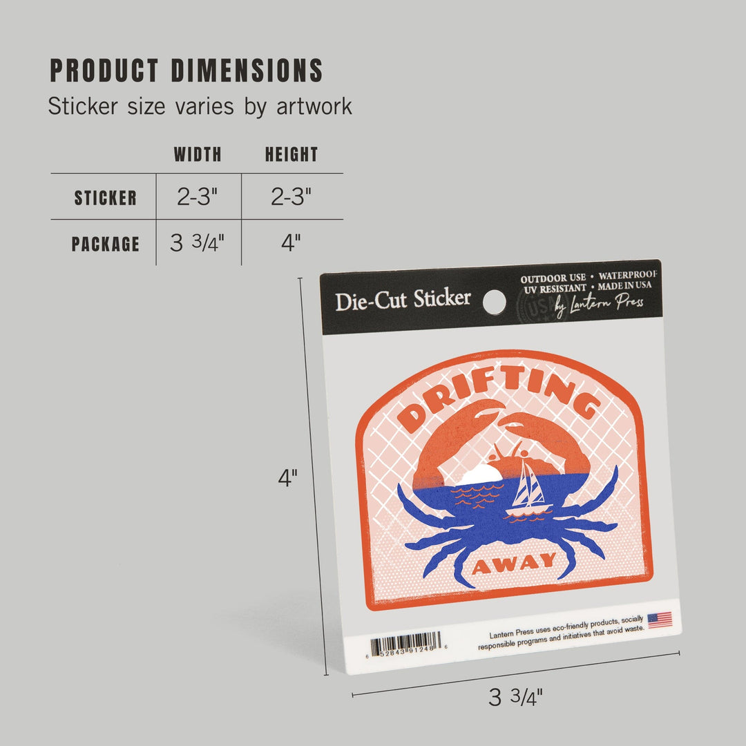 Dockside Series, Crab, Contour, Vinyl Sticker Sticker Lantern Press 
