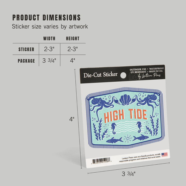 Dockside Series, High Tide, Contour, Vinyl Sticker Sticker Lantern Press 