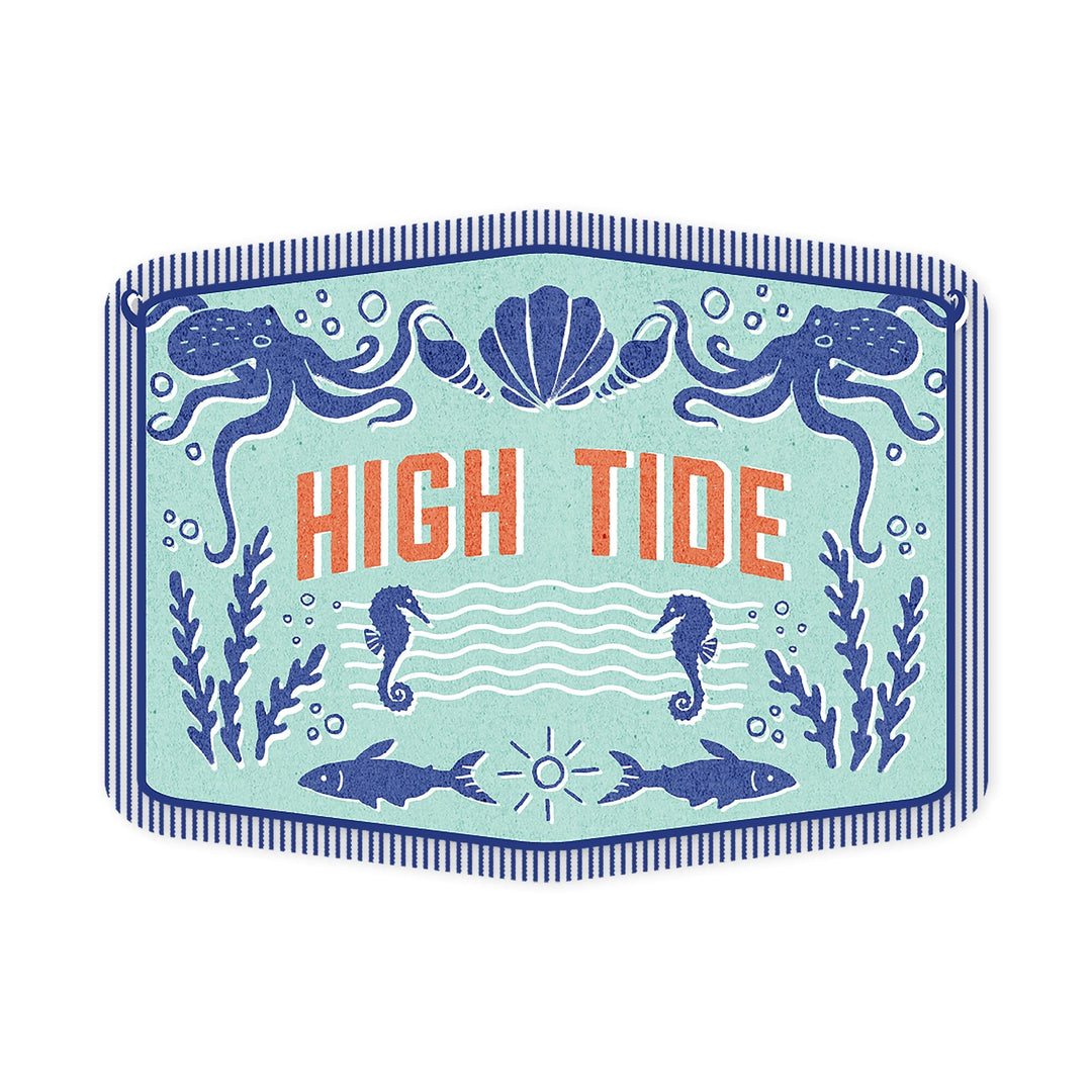 Dockside Series, High Tide, Contour, Vinyl Sticker Sticker Lantern Press 