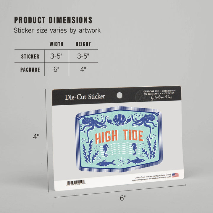 Dockside Series, High Tide, Contour, Vinyl Sticker Sticker Lantern Press 
