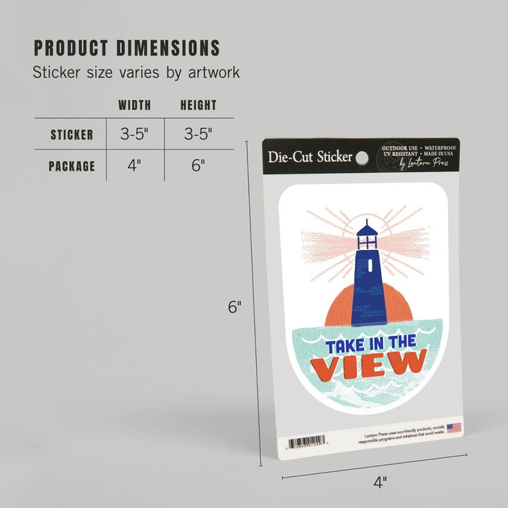 Dockside Series, Lighthouse, Contour, Vinyl Sticker - Lantern Press