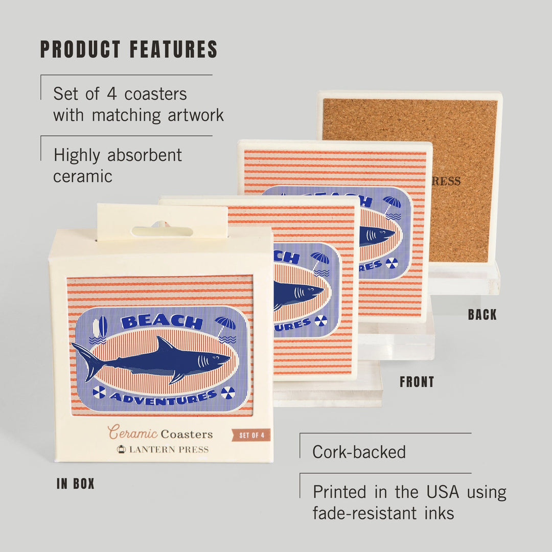 Dockside Series, Shark, Coasters Coasters Lantern Press 