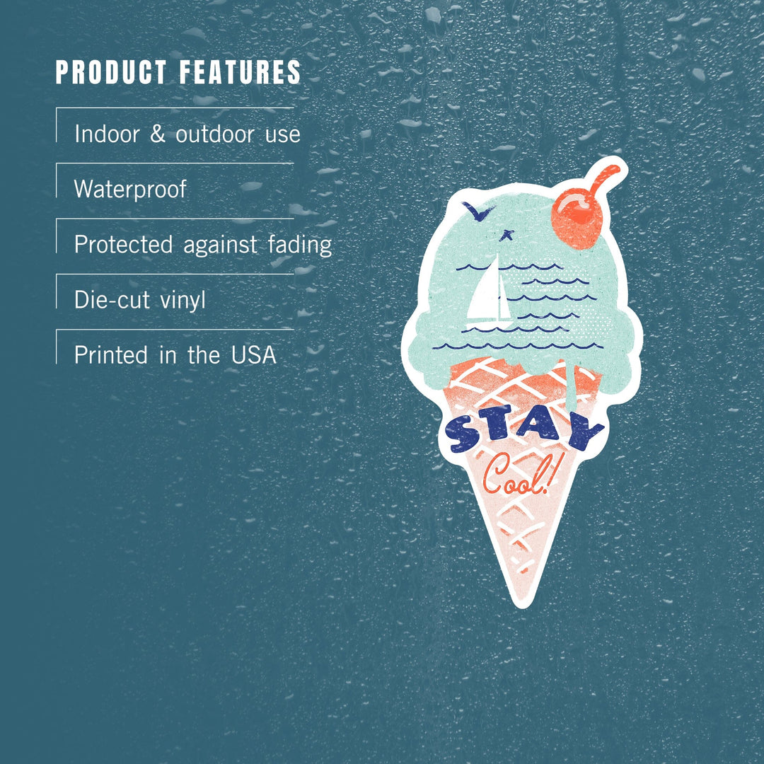 Dockside Series, Stay Cool, Contour, Vinyl Sticker Sticker Lantern Press 