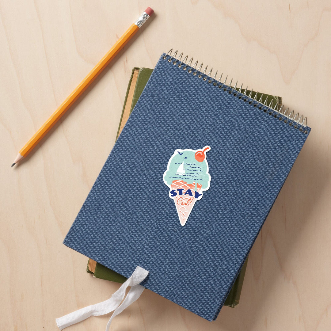Dockside Series, Stay Cool, Contour, Vinyl Sticker Sticker Lantern Press 