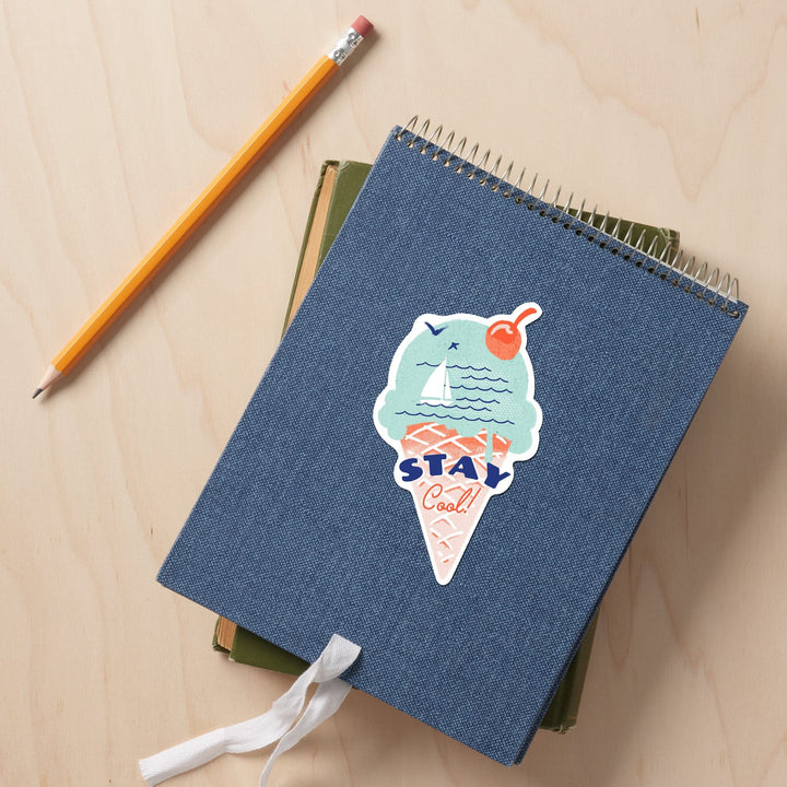 Dockside Series, Stay Cool, Contour, Vinyl Sticker Sticker Lantern Press 