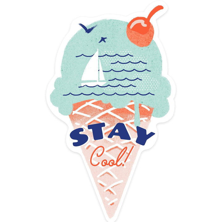 Dockside Series, Stay Cool, Contour, Vinyl Sticker Sticker Lantern Press 