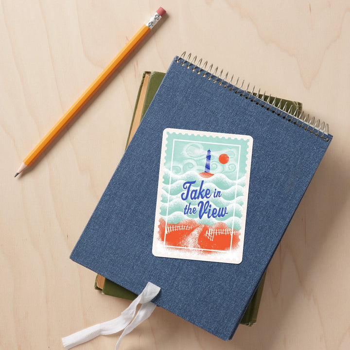 Dockside Series, Take In The View, Scene, Contour, Vinyl Sticker Sticker Lantern Press 