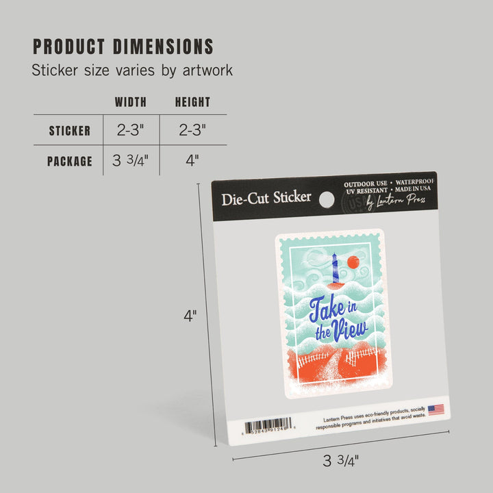 Dockside Series, Take In The View, Scene, Contour, Vinyl Sticker Sticker Lantern Press 