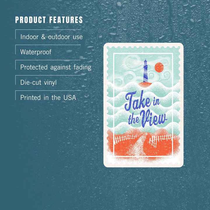 Dockside Series, Take In The View, Scene, Contour, Vinyl Sticker Sticker Lantern Press 