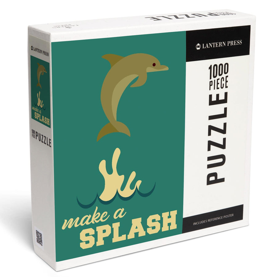 Dolphin, Geometric, Make a Splash, Jigsaw Puzzle Puzzle Lantern Press 