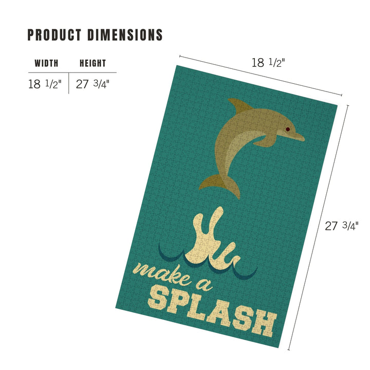 Dolphin, Geometric, Make a Splash, Jigsaw Puzzle Puzzle Lantern Press 