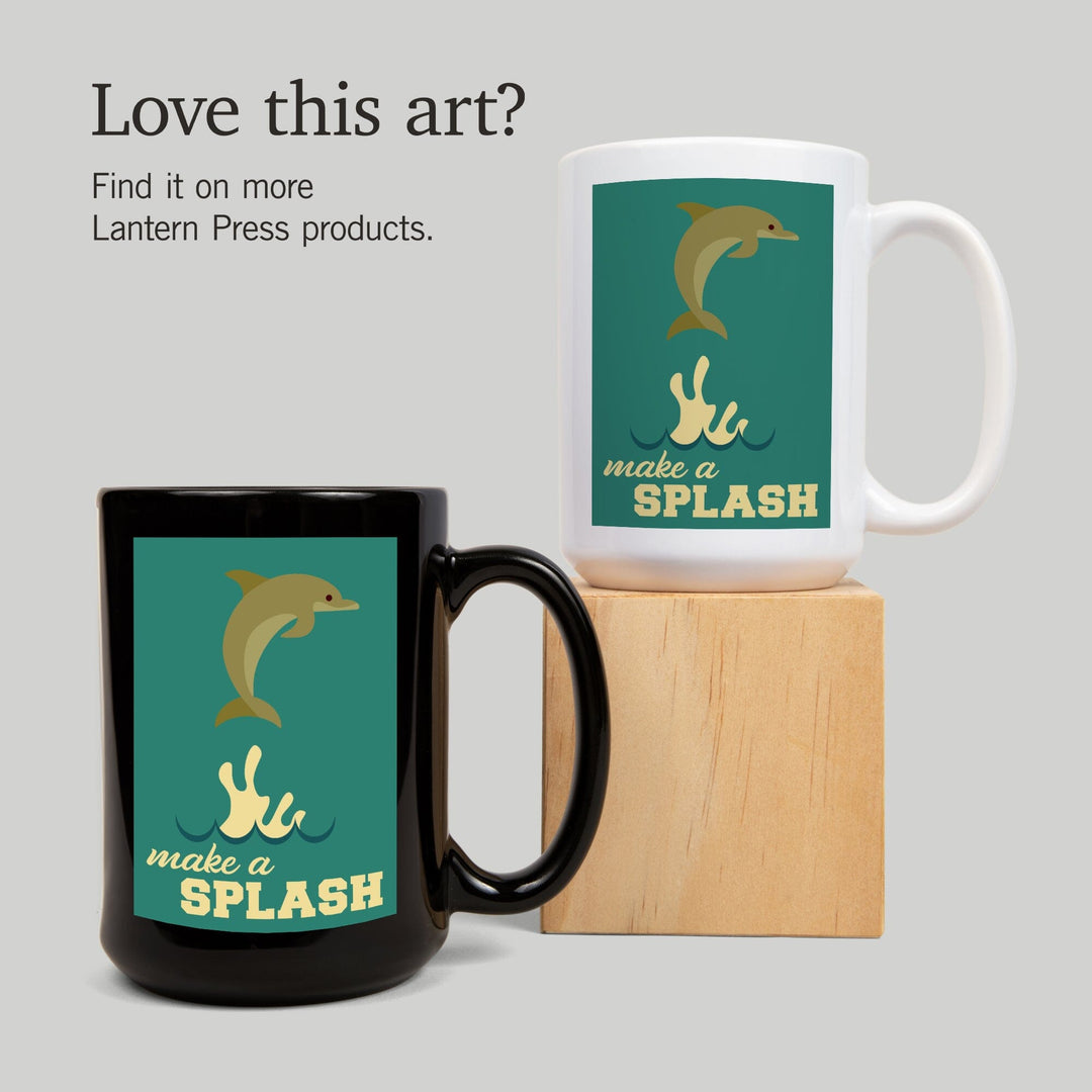 Dolphin, Geometric, Make a Splash, Lantern Press Artwork, Ceramic Mug Mugs Lantern Press 
