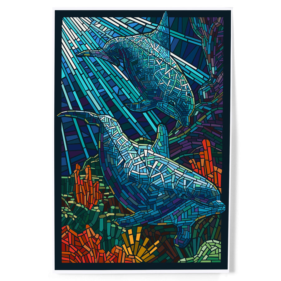 Dolphin, Paper Mosaic, Art & Giclee Prints Art Lantern Press 