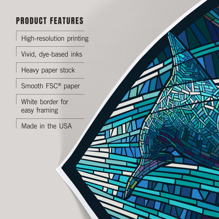 Dolphin, Paper Mosaic, Art & Giclee Prints Art Lantern Press 