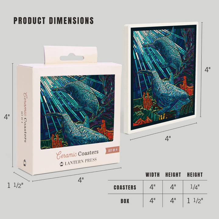 Dolphin, Paper Mosaic, Coasters Coasters Lantern Press 
