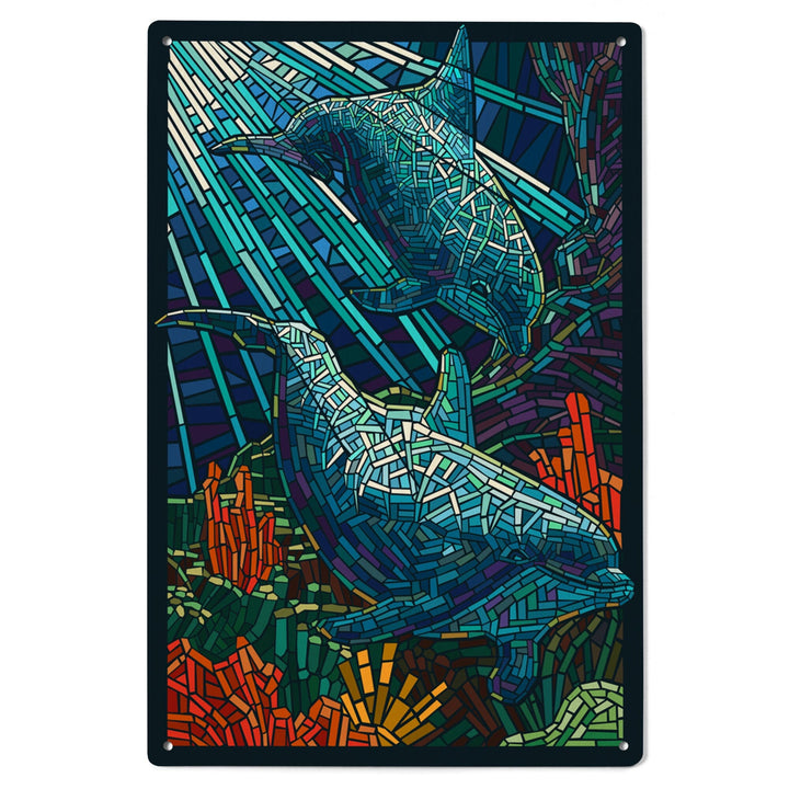 Dolphin, Paper Mosaic, Lantern Press Poster, Wood Signs and Postcards Wood Lantern Press 