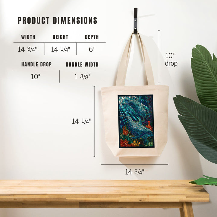 Dolphin, Paper Mosaic, Tote Bag Totes Lantern Press 